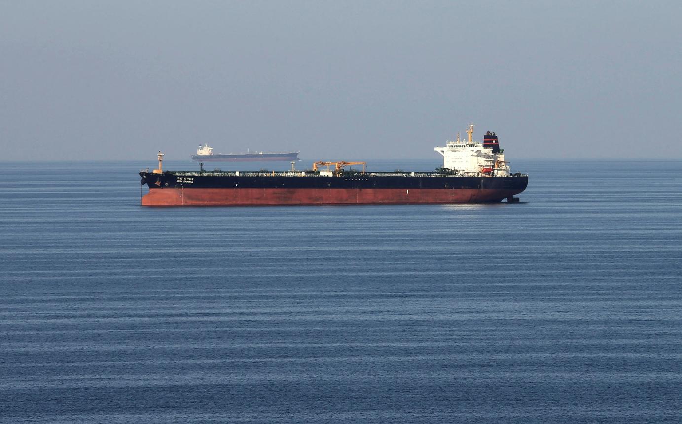 A VLCC transiting the Strait of Hormuz.